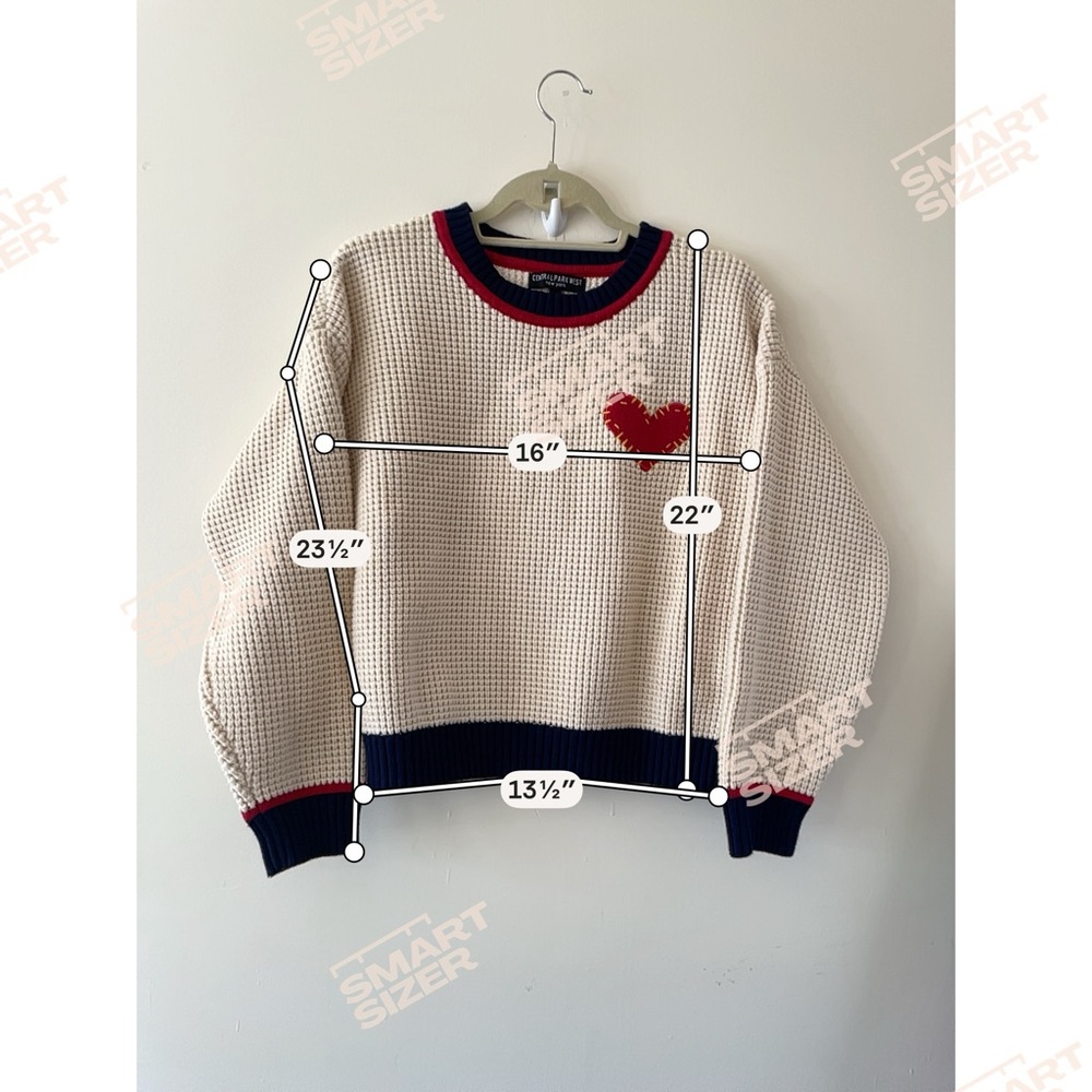CENTRAL PARK WEST love heart waffle crew neck graphic embroidered sweater - Picture 9 of 9